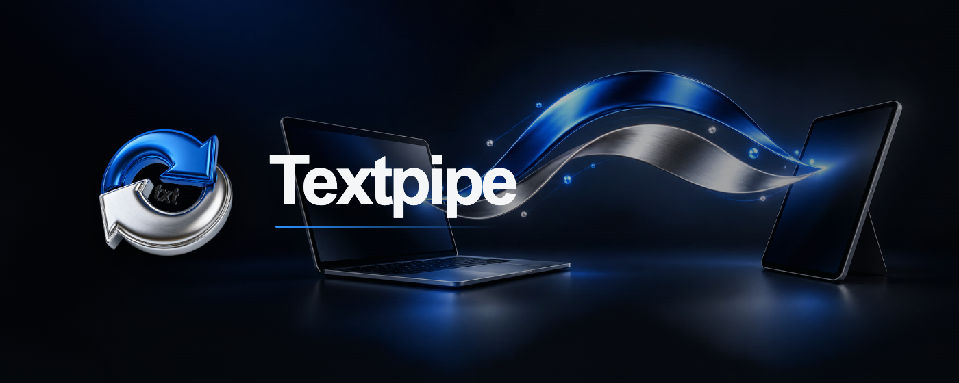 Textpipe kết nối một đoạn chữ giữa hai thiết bị